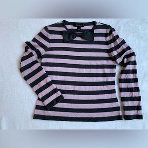 St. JOHN  Grey and Pink Striped Top with Bow